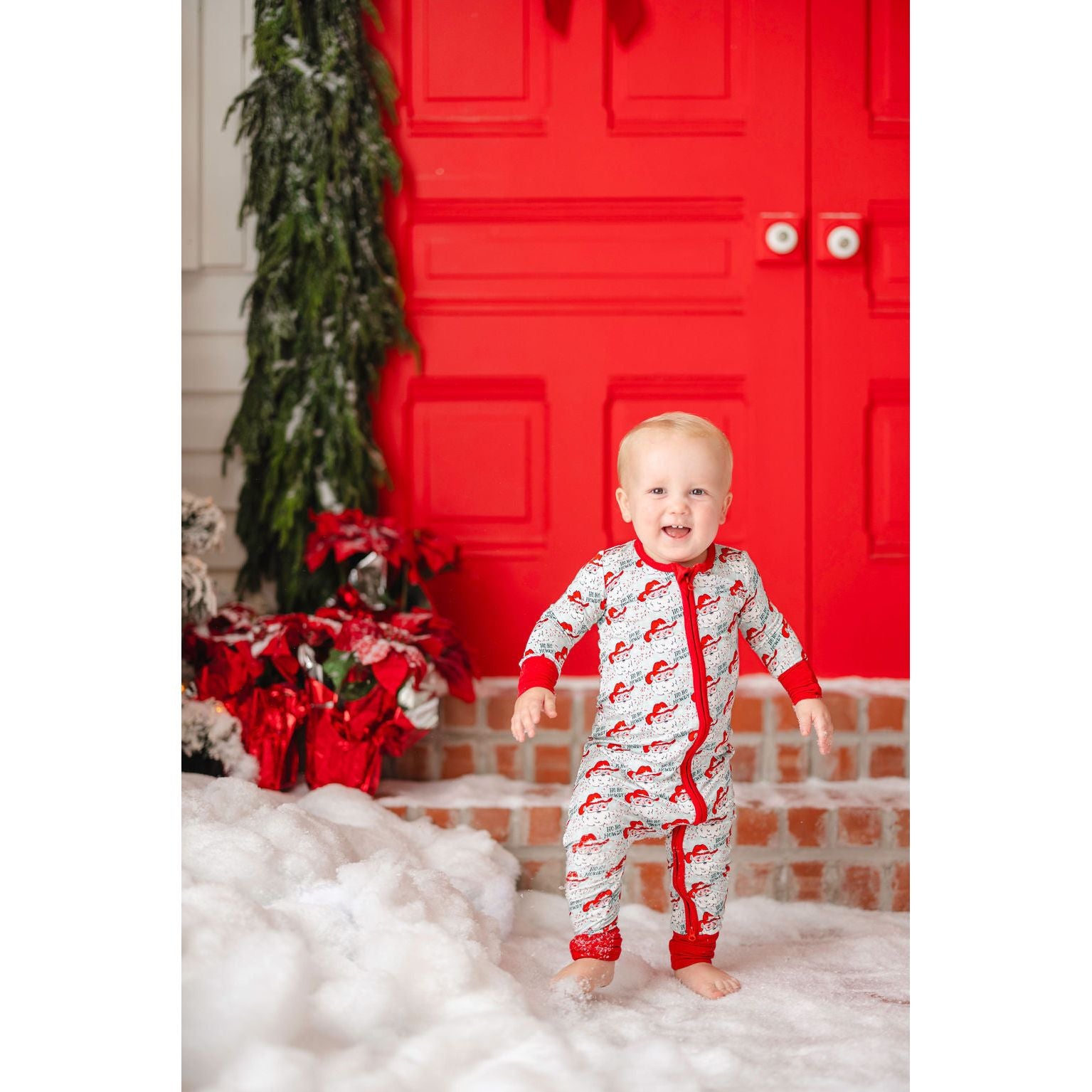 Zippered Romper - Ho Ho Howdy Santa