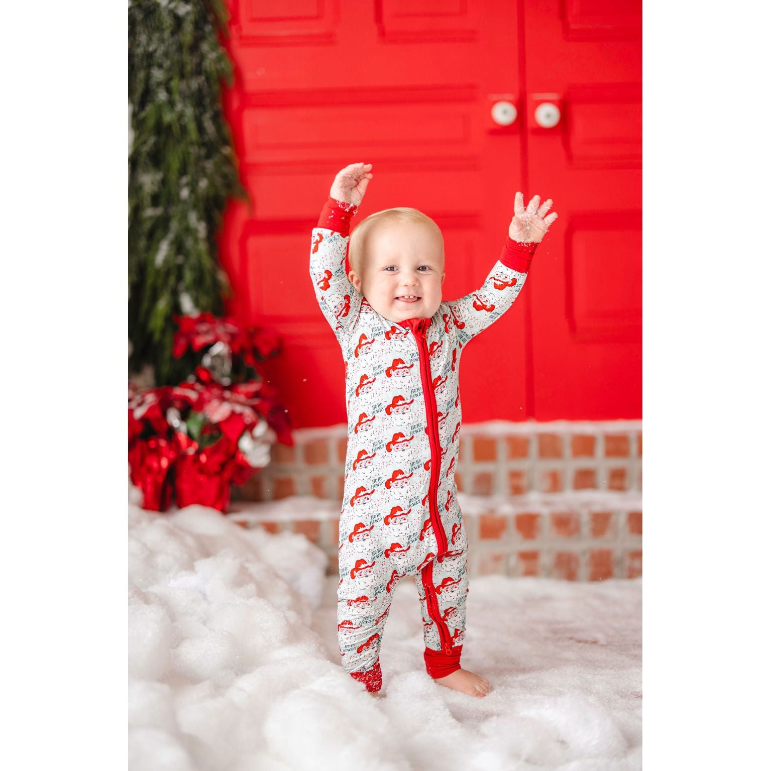 Zippered Romper - Ho Ho Howdy Santa