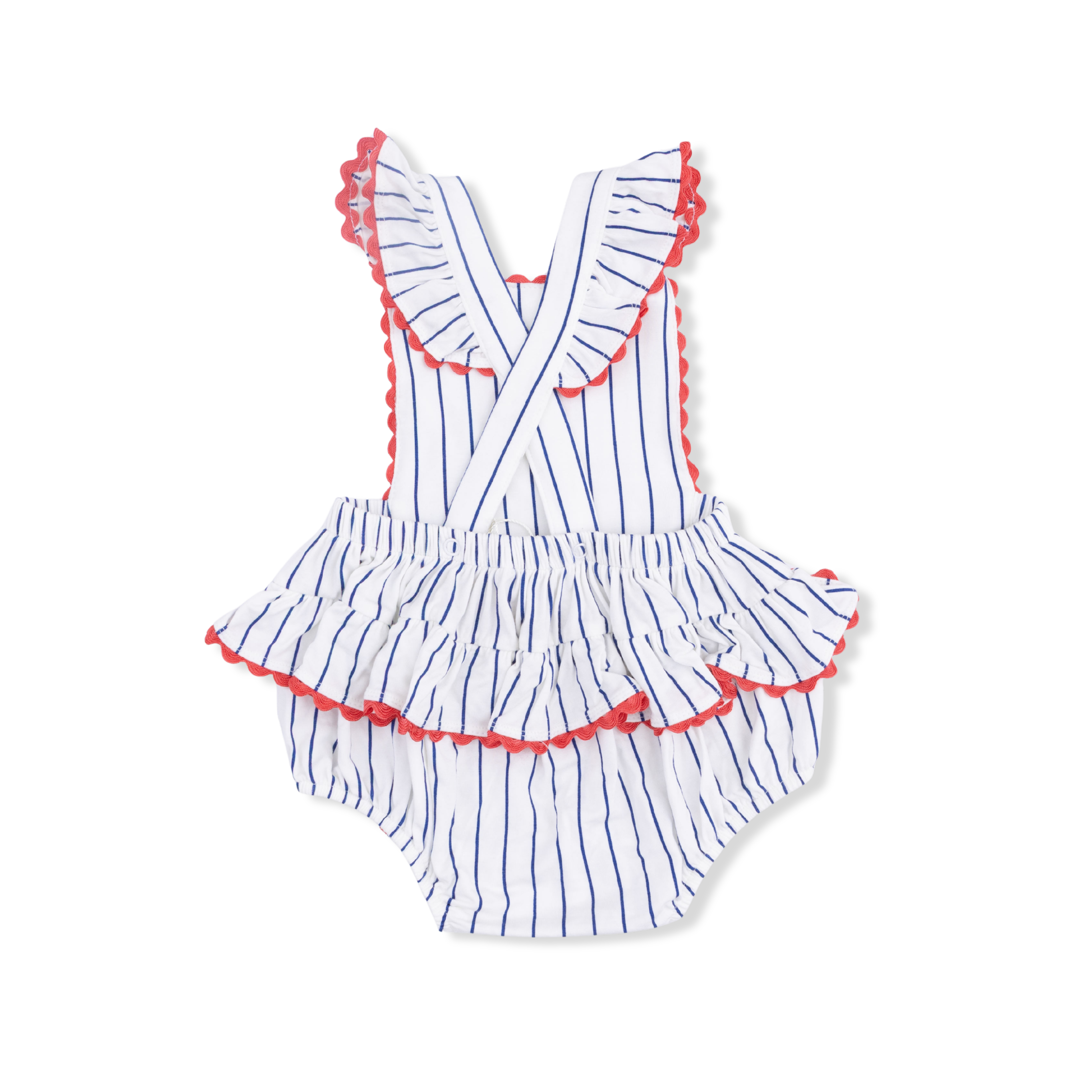 Ric-Rac Ruffle Sunsuit - Baseball Stripe