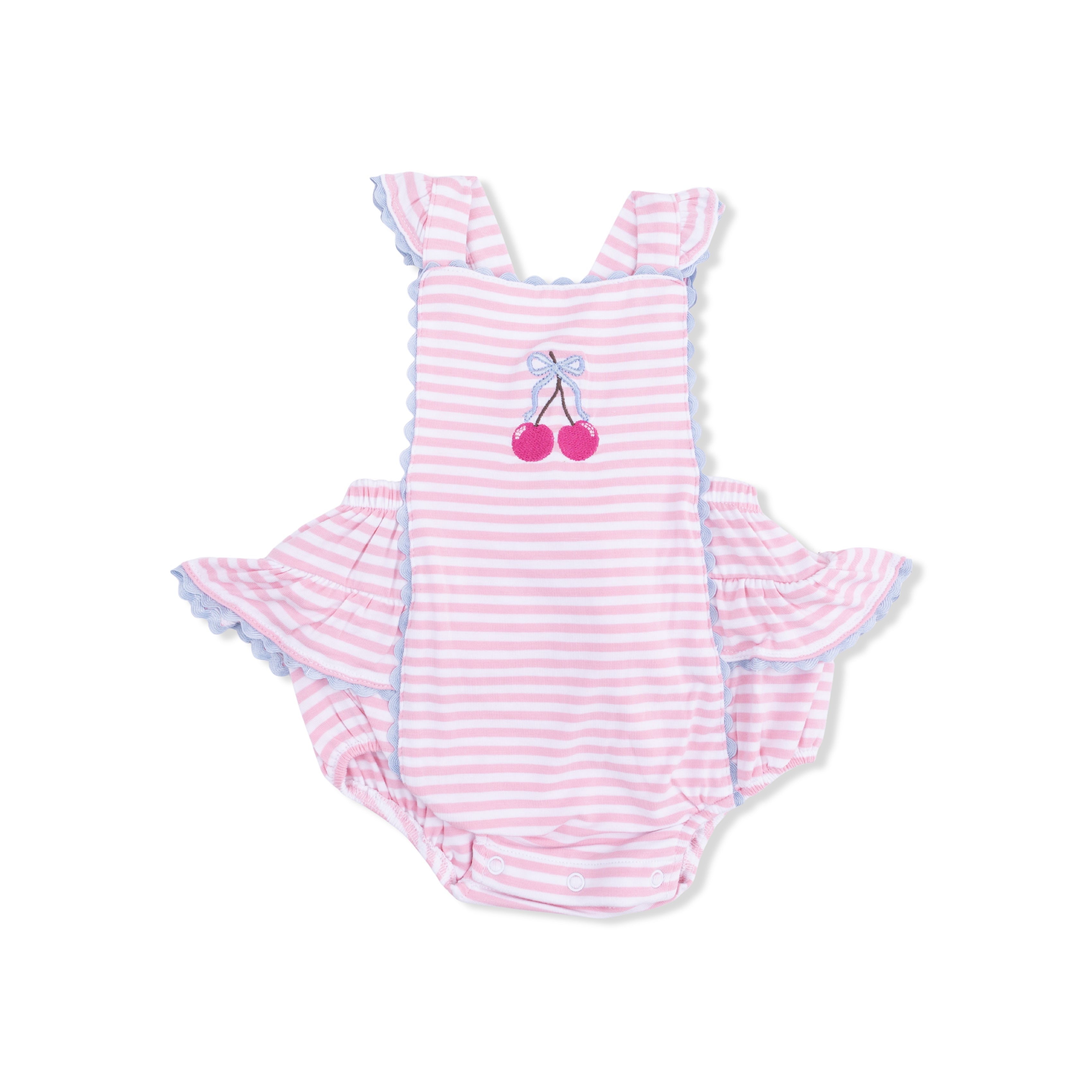 Ric-Rac Ruffle Sunsuit - Cherry Stripe