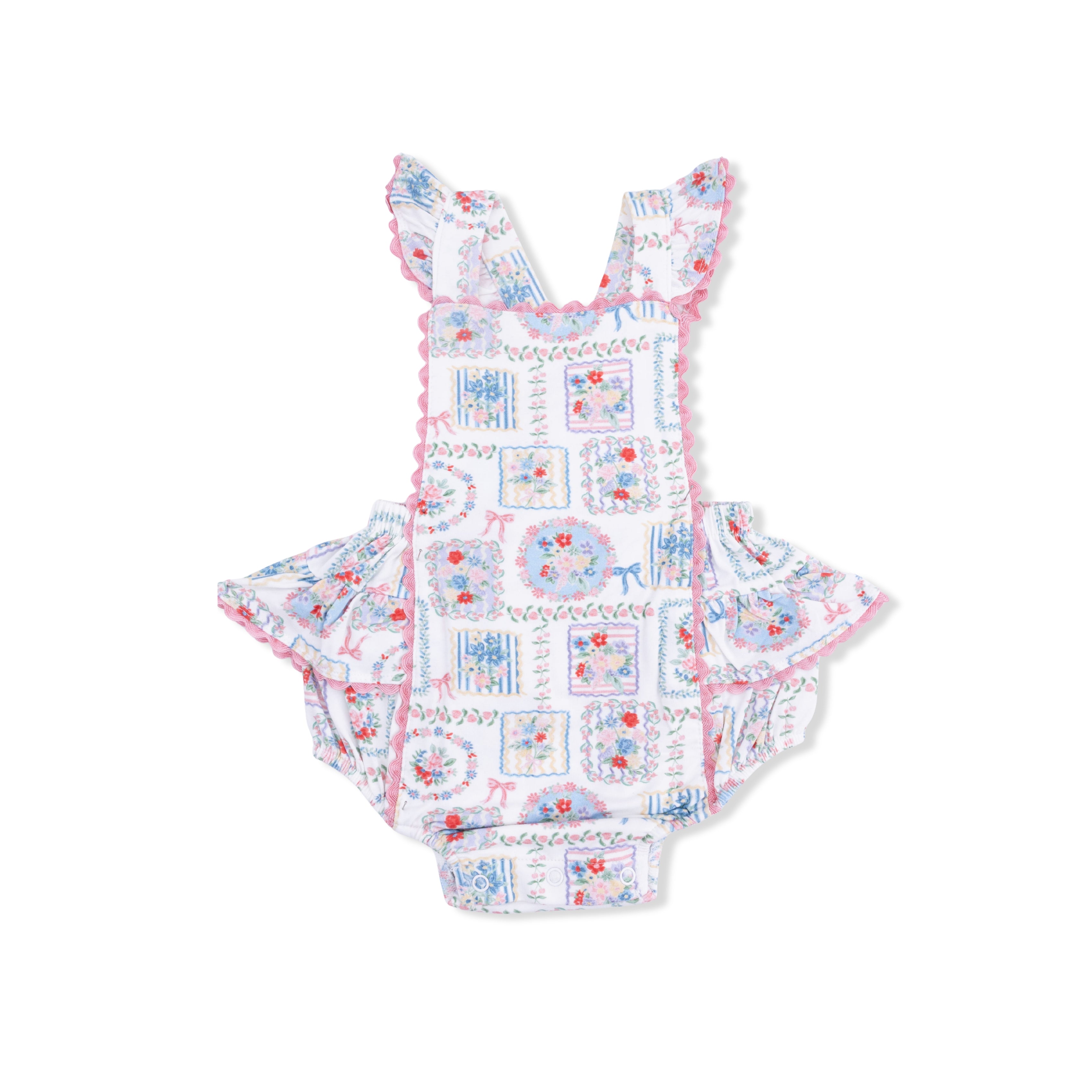 Ric-Rac Ruffle Sunsuit - Julep's Floral Patchwork