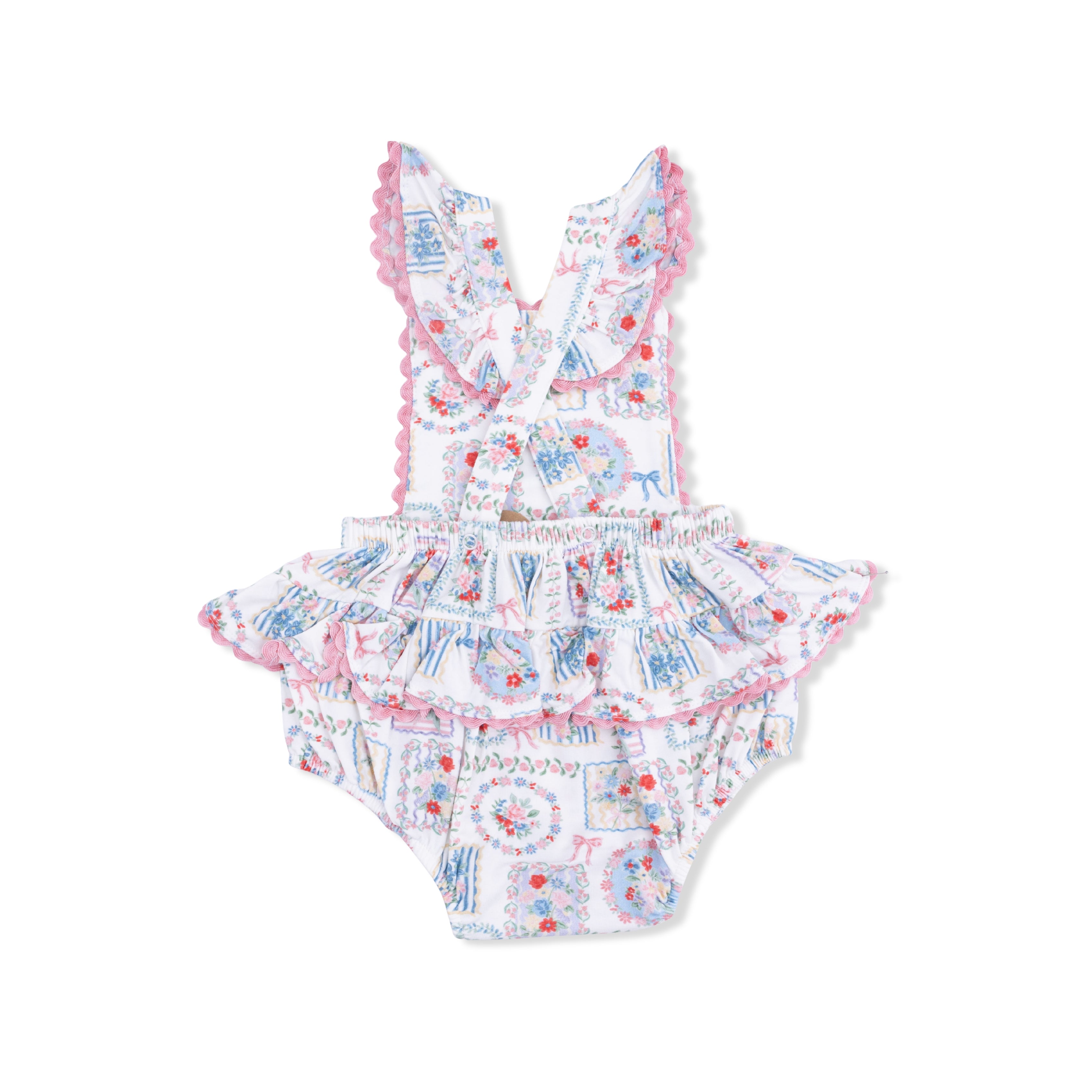 Ric-Rac Ruffle Sunsuit - Julep's Floral Patchwork