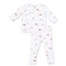 White baby set with puppy pattern on a white background