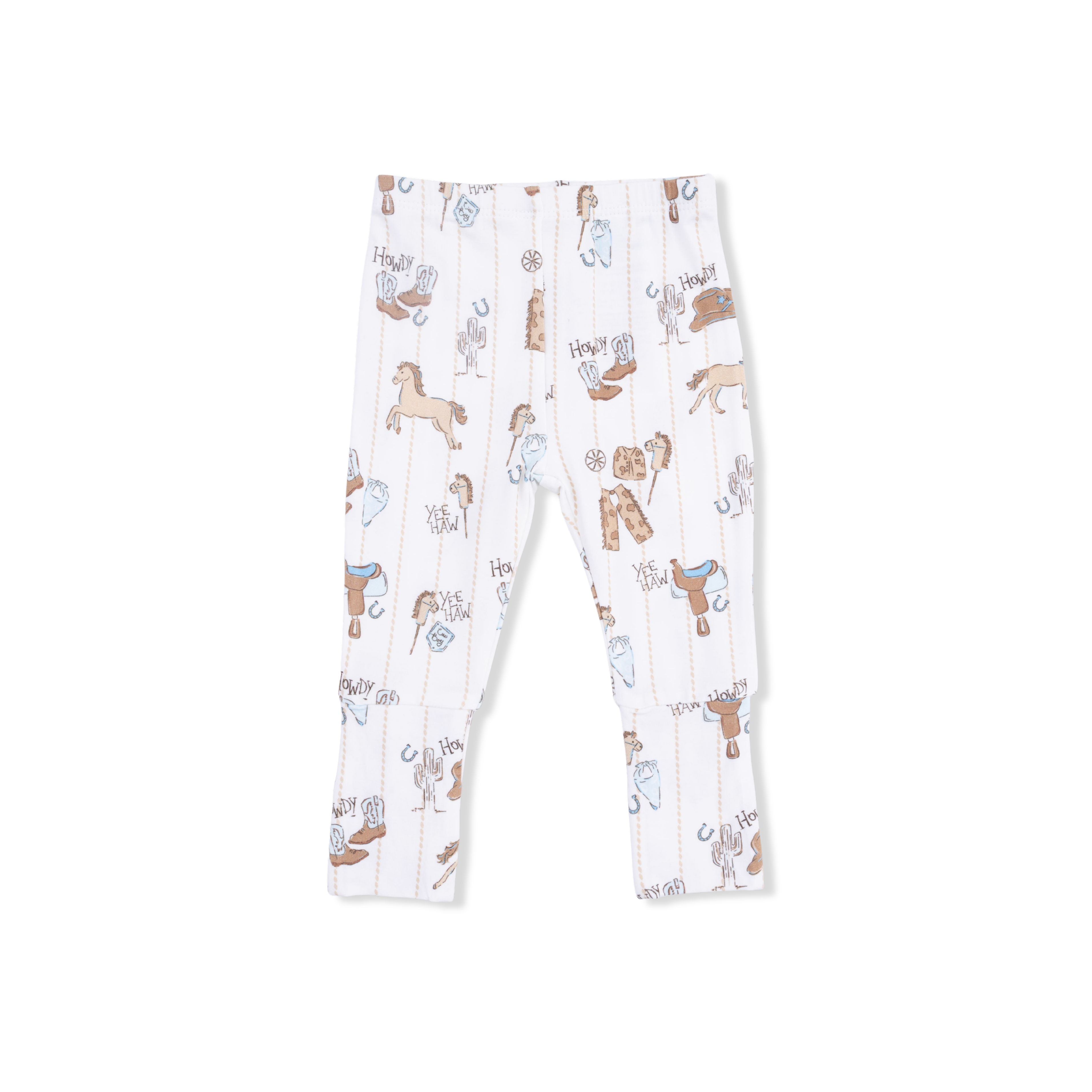 Infant pajama bottoms with dog pattern on a white background