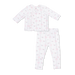 Baby outfit with long-sleeve top and pants on a white background