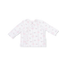White baby shirt with pink floral pattern on a white background