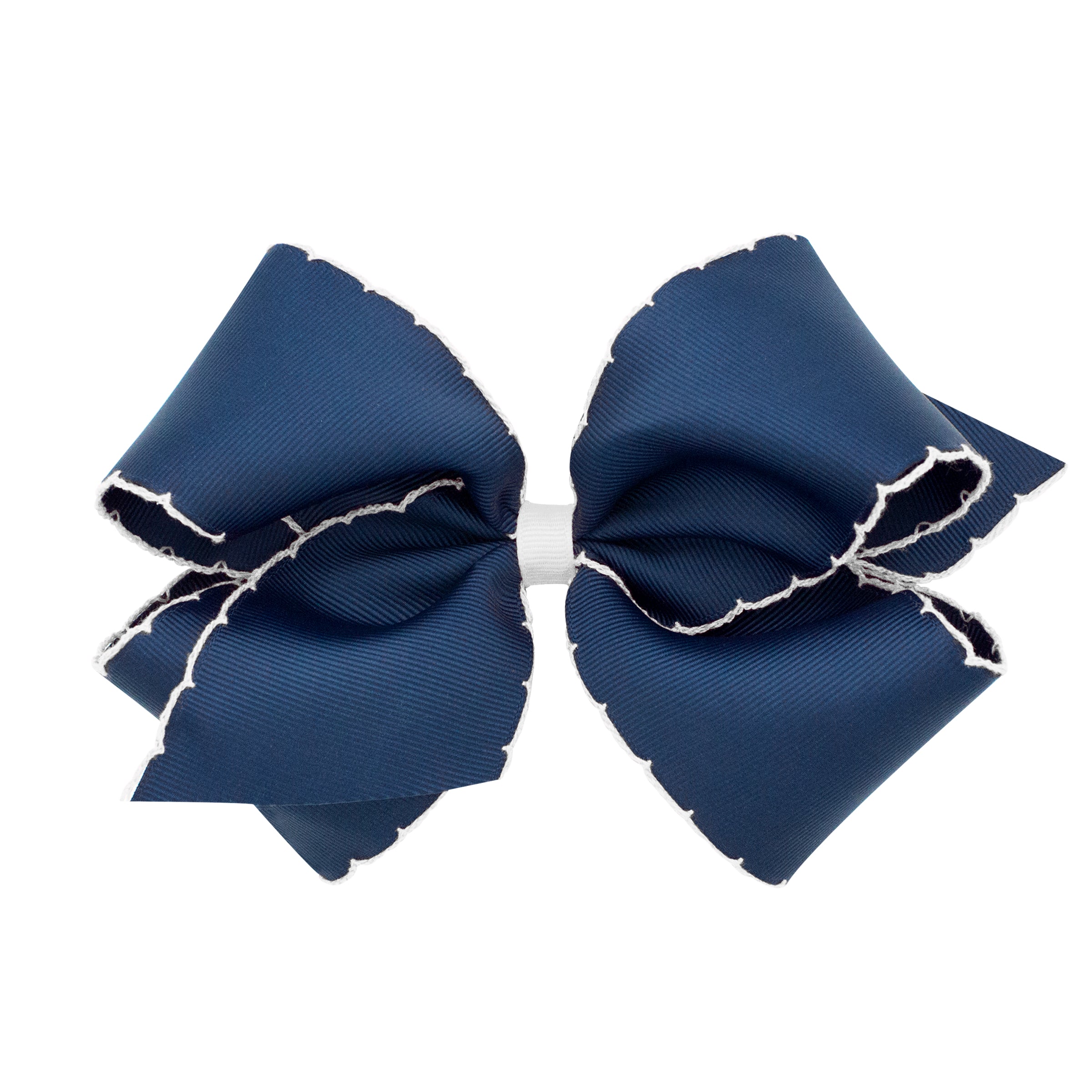 Moonstitch Grosgrain Hair Bow w/ Contrasting Wrap - Navy