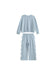 A light blue two-piece knit set featuring a cropped long-sleeve top and matching wide-leg pants with side tie details, displayed on a solid white background.