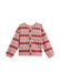 A children's long-sleeve cardigan sweater featuring a pink and red argyle diamond pattern, shown against a plain white background.