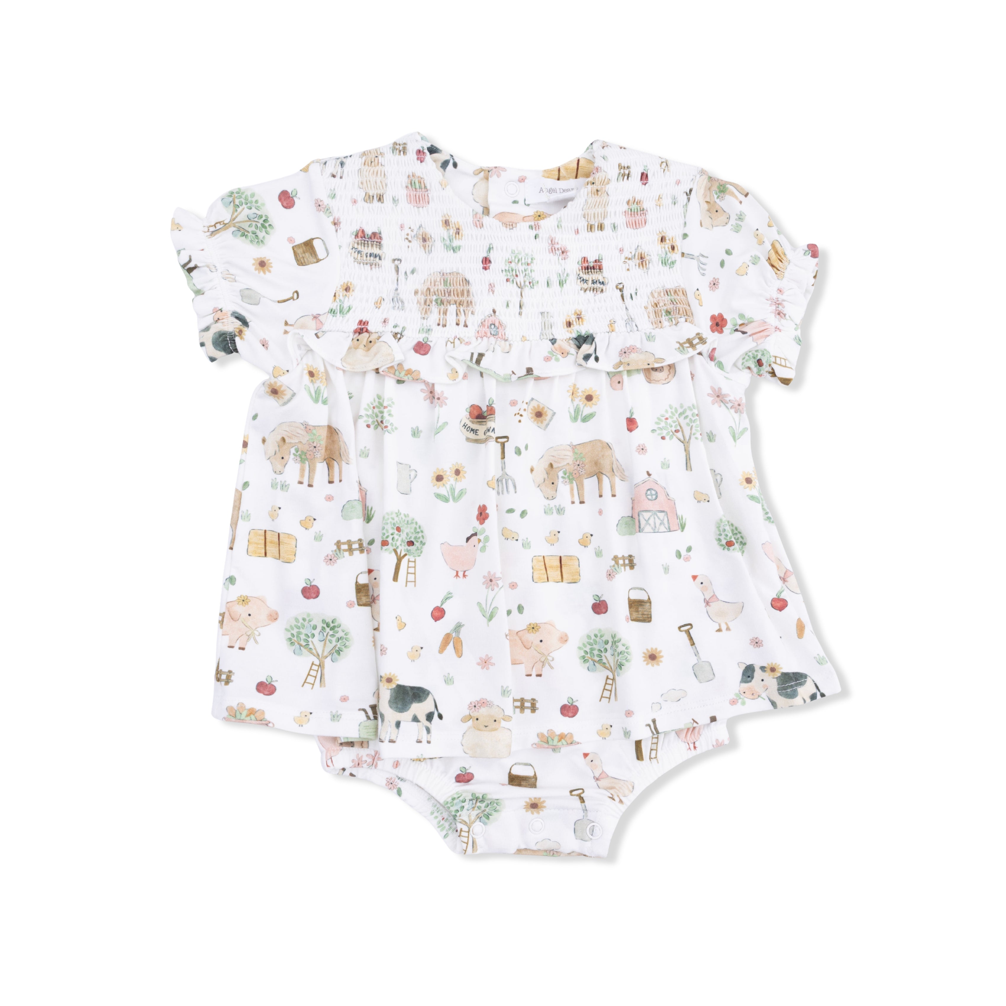 Smocked Ruffle Bubble - Cute Farm Animals
