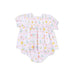 Floral-patterned baby romper on a white background
