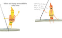 Cartoon characters in yellow and orange safety vests on a white background with text.