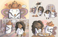 Cartoon character in a cowboy hat interacting with a girl in a series of panels.