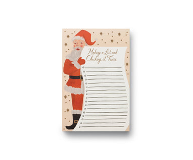 Rifle Paper Co. illustrated Santa notepad with lined pages for Christmas lists notes and reminders on warm white paper