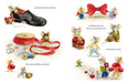 Illustrated Christmas storybook page showing a mouse family decorating with ribbons bows ornaments berries and gifts from Hachette Book Group