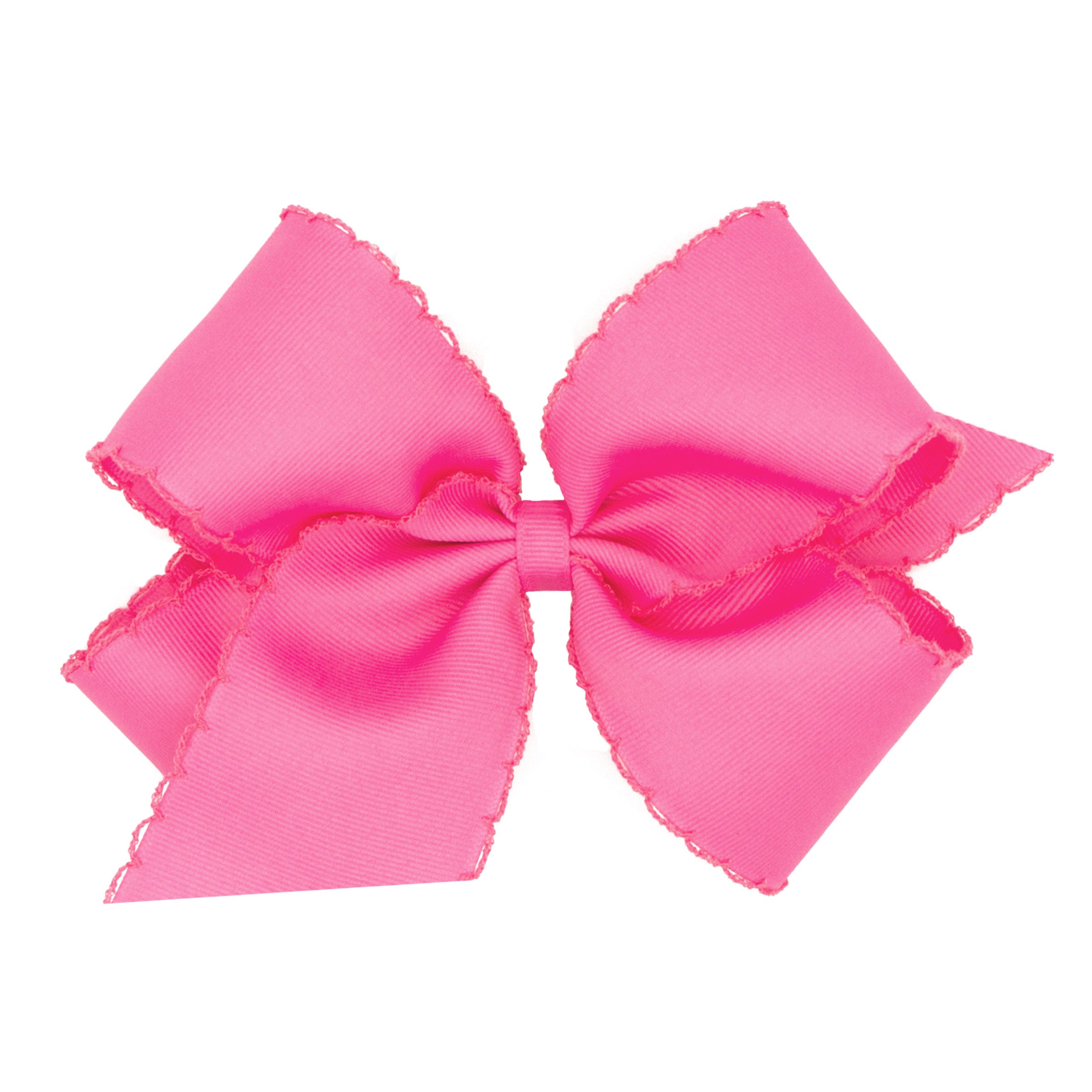 Grosgrain hair bow with matching moonstitch edge