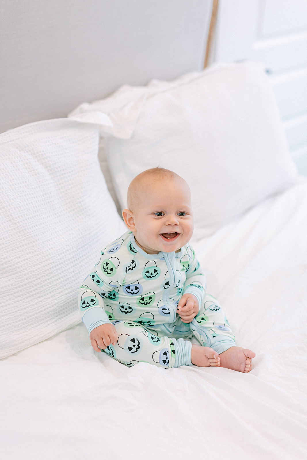 Zippered Romper - Green Halloween Bucket