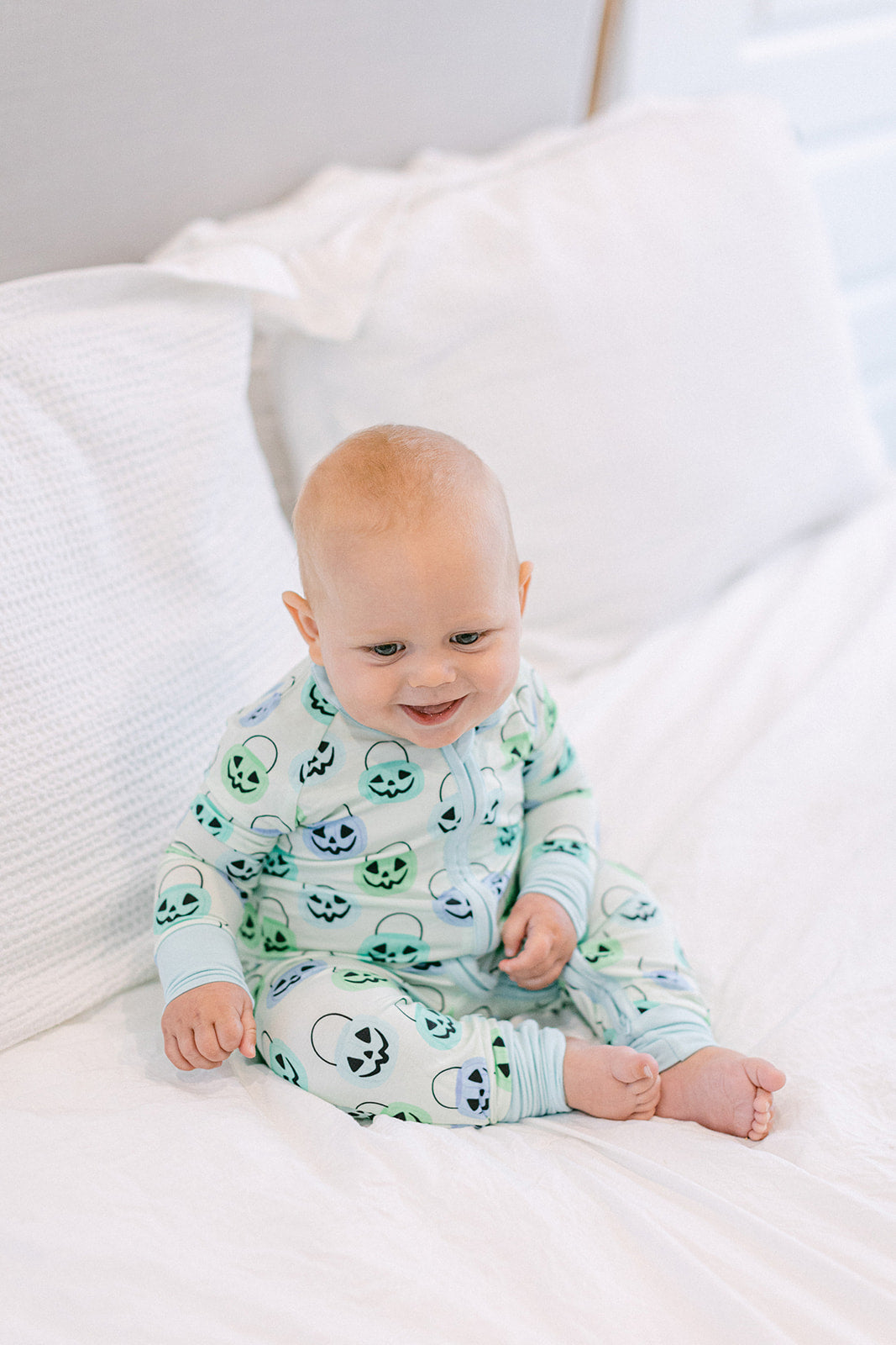 Zippered Romper - Green Halloween Bucket