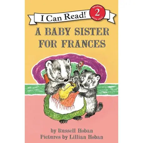 Book cover of 'A Baby Sister for Frances' with two badgers and a yellow background.