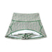 A pair of high-waisted athletic shorts featuring a green and pink floral pattern, green contrast stitching, and a white interior lining, shown against a plain white background.