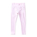 Pink and white gingham checkered leggings shown flat against a white background.