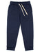Navy blue sweatpants with drawstring on a white background