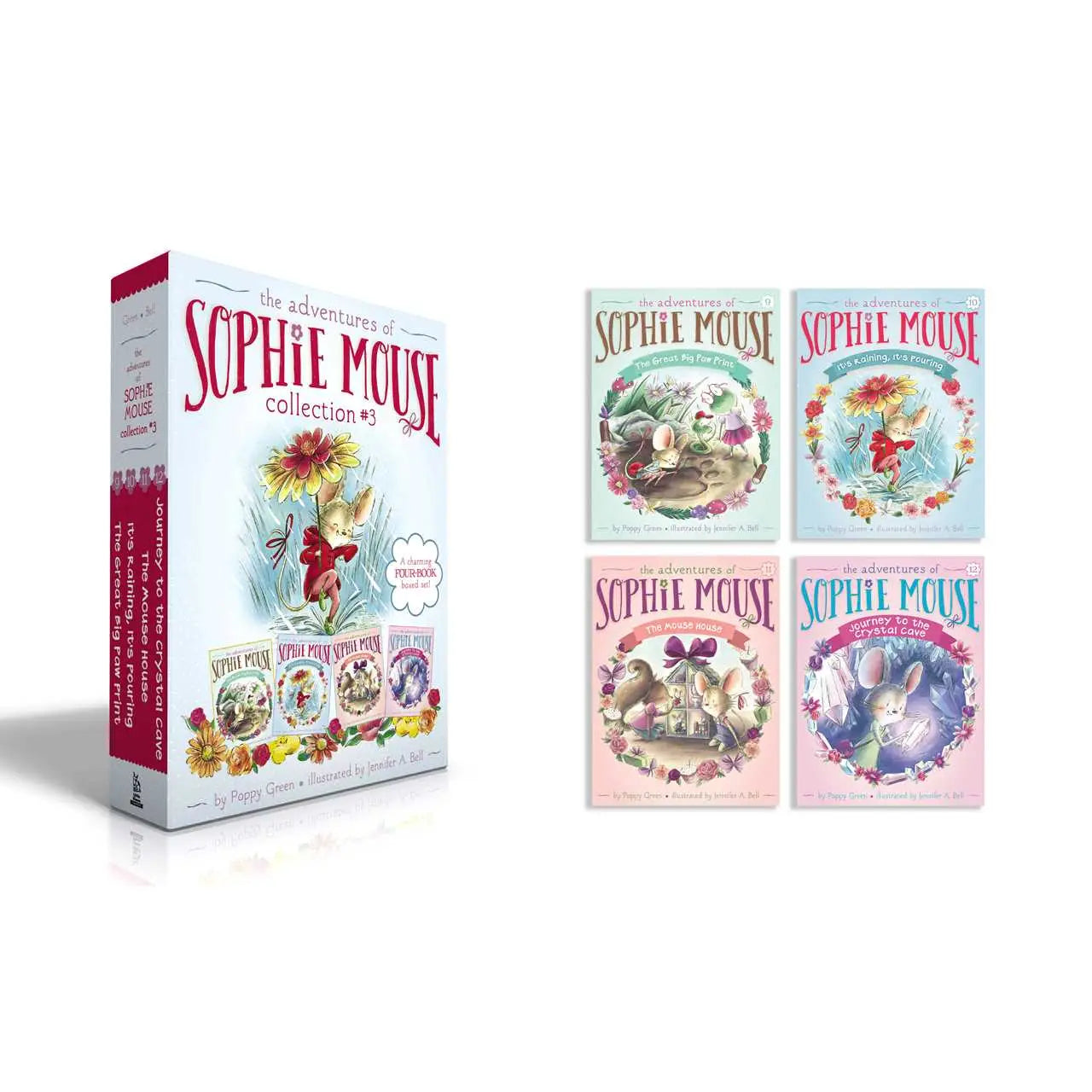 Collection of Sophie Mouse books with a box on a white background