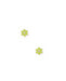 Pair of green flower-shaped earrings on a white background