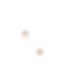 Gold flower-shaped earrings on a white background