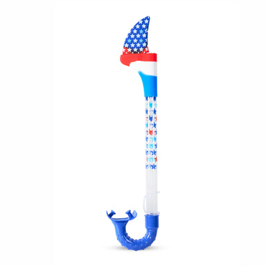 Colorful swim snorkel with American flag design on a white background