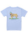 Light blue performance tee with dog with hat fourth of july scarf.