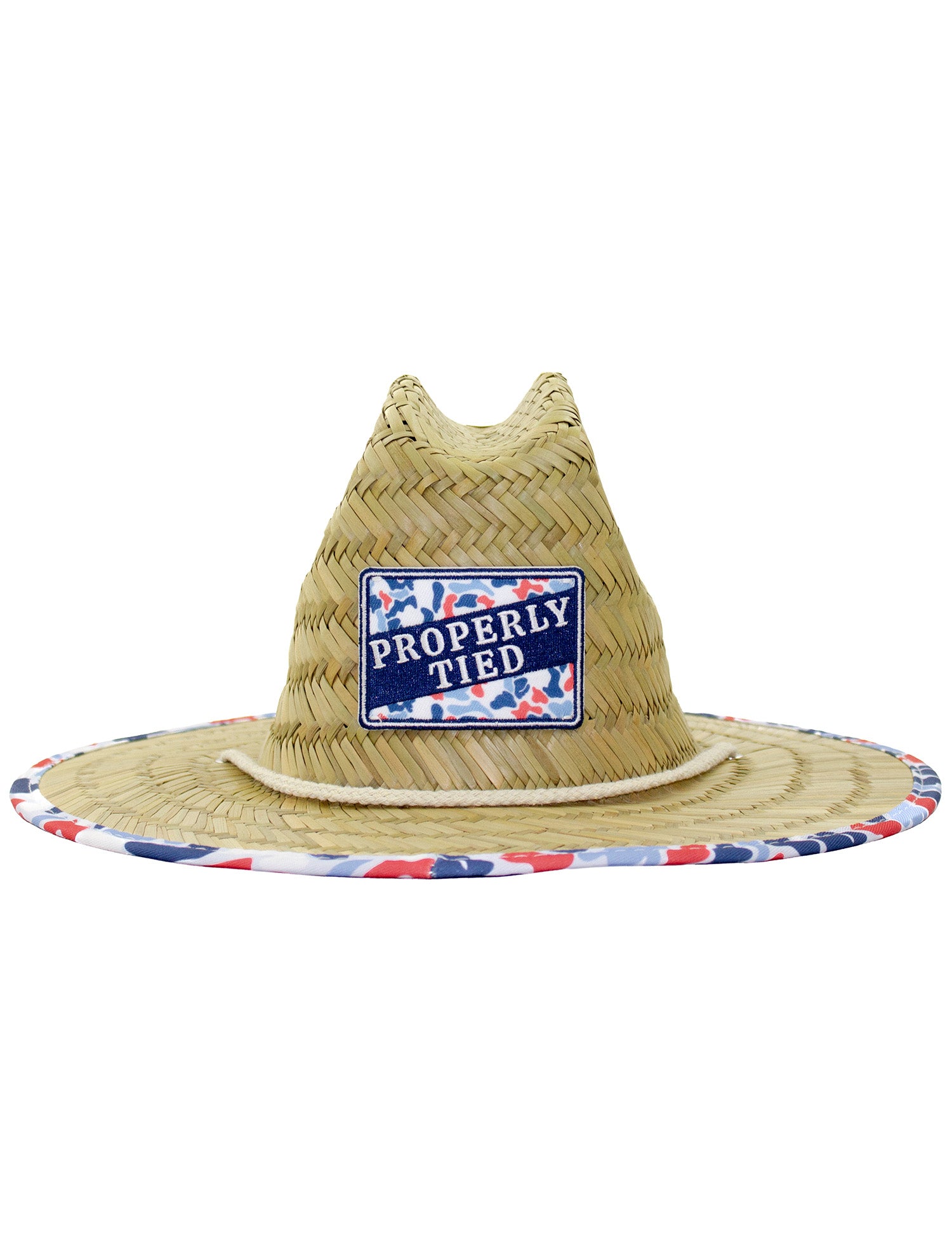 Straw hat with Americana Camo patch
