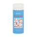  cylindrical puzzle box with blue label and white lid on a white background