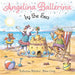Illustrated book cover of 'Angelina Ballerina by the Sea' with characters on a beach.