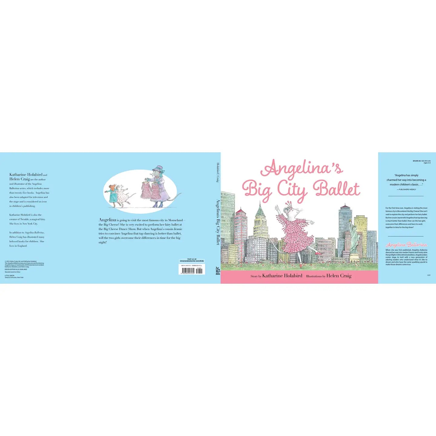 Book cover of 'Angelina's Big City Ballet' with illustrations and text.