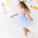 Blue gingham dress with apples on top and tutu skirt