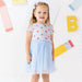 Blue gingham dress with apples on top and tutu skirt