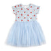 Blue gingham dress with apples on top and tutu skirt