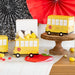 Apple shaped napkins with cardboard school bus boxes