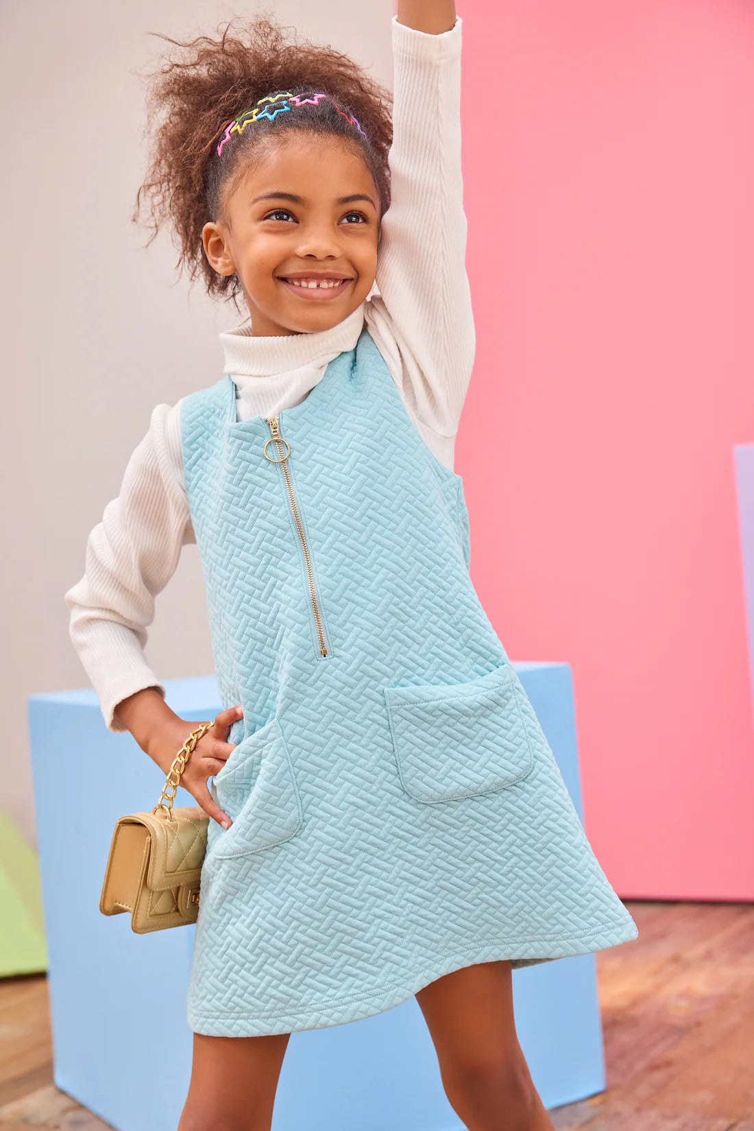 Retro Jumper - Aqua Quilted Trellis