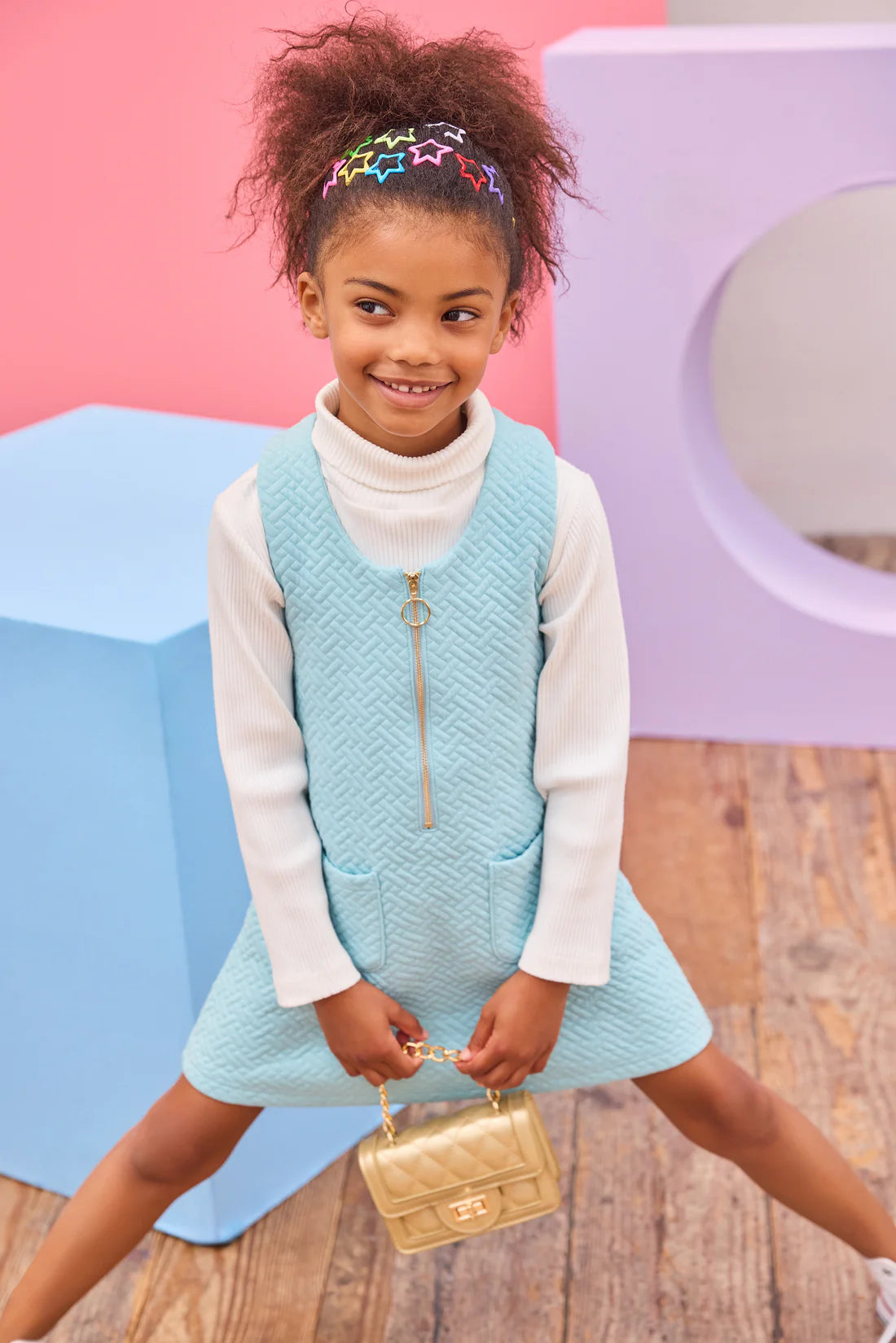 Retro Jumper - Aqua Quilted Trellis