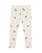 Off-white leggings with an all-over print of horses and small pink hearts, shown flat against a white background.