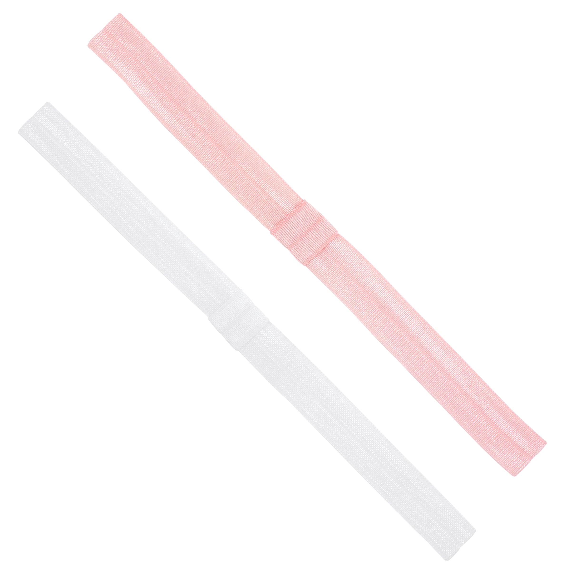 Light pink and white add-a-bow  elastic girls baby bands
