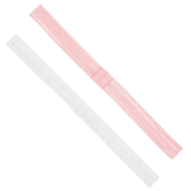 Light pink and white add-a-bow  elastic girls baby bands
