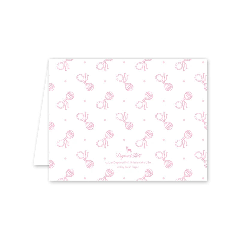 Baby Card - Baby Rattle Pink