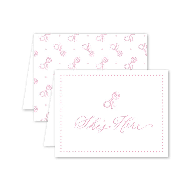 Baby Card - Baby Rattle Pink