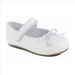 white leather mary jane with velcro strap and bow detail