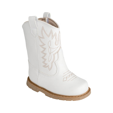 white toddler cowgirl boots with rounded toe