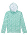 Green and white golf patterned hoodie on a white background