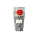 Pack of 8 party cups with a composition pattern on a white background